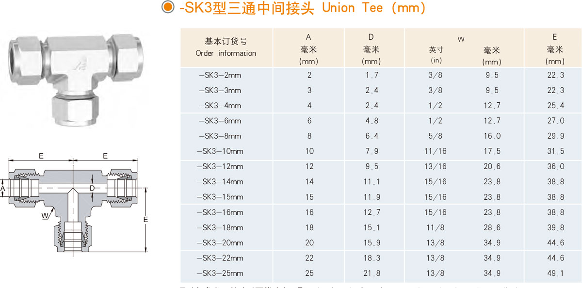 XYG-SK3型三通中間接頭規(guī)格型號列表